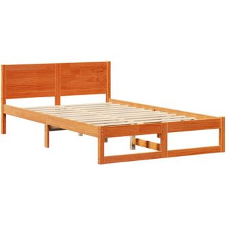 vidaXL Bed Frame with Headboard Brown 140 x 190 cm Solid Pine wood Vidaxl