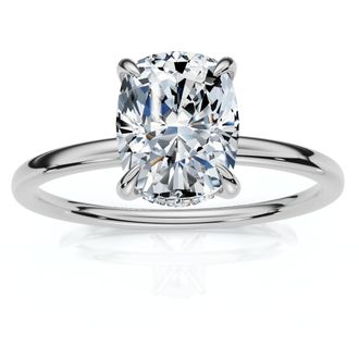 Pompeii3 Certified 2Ct Cushion Hidden Halo Diamond Engagement Ring 14k Gold Lab Grown