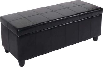 Hhg Asiento De Banco Con Almacenamiento Kriens Cuero + Imitaci&oacute;n De Cuero 112x45x45cm Mvg-certificado, Negro