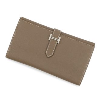 Herm&egrave;s Etoupe Gray Chevre Myzore Leather Wallet (Tri-Fold) (Pre-Owned)