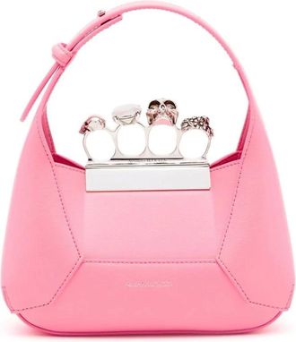 Alexander McQueen Flamingo Pink Jewelled Hobo Mini Tas - Dames - Handtassen - Roze - ONE Size - Leer - Tassen