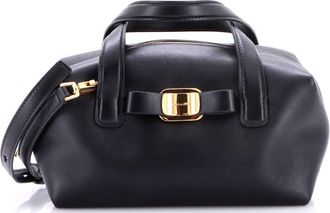 Ferragamo Vara Plate Convertible Bowling Bag Leather Mini