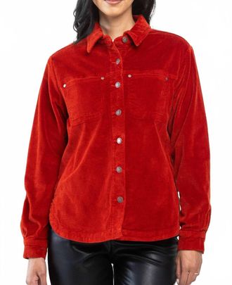 Judy Blue Corduroy Fringed Back Jacket In Rust Red