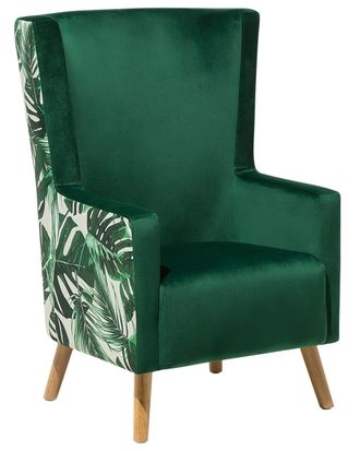 Beliani Sill&oacute;n orejero terciopelo verde oscuro