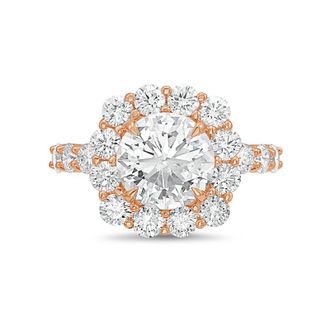 Diana M. Jewels 14kt rose gold 3.00cts Lab-Grown Round Diamond Halo Ring with Diamond Band