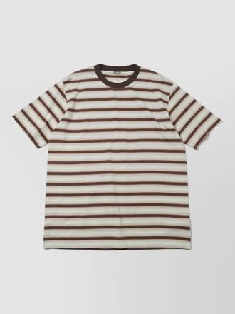 Auralee cotton stripe pattern short sleeve t shirt