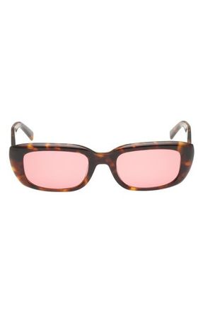 Abercrombie & Fitch 52mm Rectangular Sunglasses in Dark Havana /Rose Lens at Nordstrom