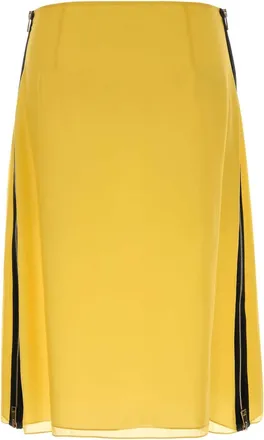 Fendi Womens Silky Skirt Yellow Cupro Silk