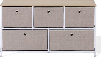 Mobili Rebecca Mobili Rebecca - Rebecca Mobili Cajonera Baja Con 5 Cajones En Metal Y Tejido Blanco Beige
