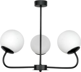 OEM L&aacute;mpara De Techo Colgante, Negra, Pantalla De Cristal, Blanca, Gancho 15-182