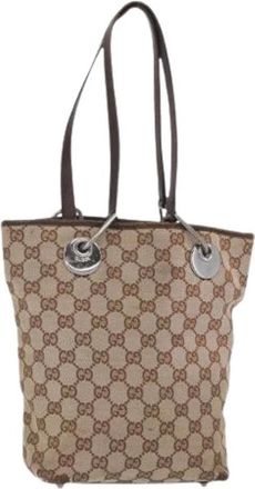 Gucci Pre-owned Handbags, female, Beige, Size: ONE SIZE Pre-owned Canvas Handbag