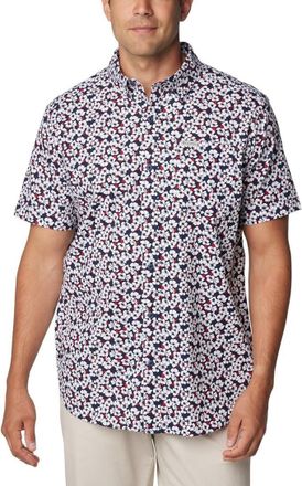 Columbia Rapid Rivers Shirt Mens Navy Floral Short Sleeve Button-Down FTS924