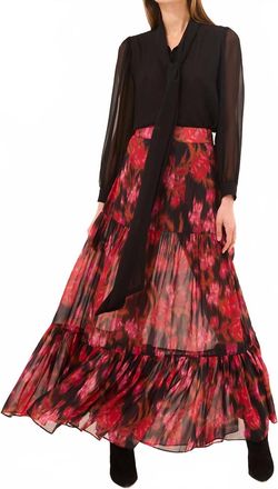 Misa Mavi Maxi Skirt In Blur Flora