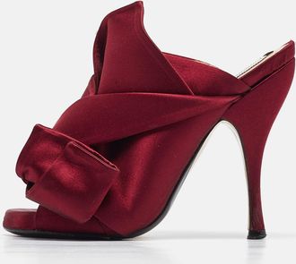N&deg;21 N&ordm;21 Burgundy Satin Knotted Bow Mules
