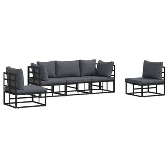 Berkfield Home Garden Sofa Set with Cushion with Pillow 5 pcs Black Aluminium