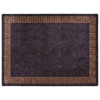Berkfield Home Rug Washable Black & Gold 400x300 cm Anti Slip | Size: 100 cm diameter