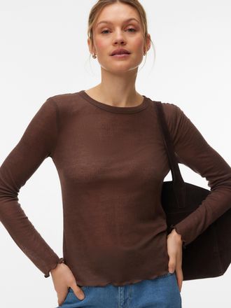 Vero Moda Langarmshirt VERO MODA VMARIEL LS TOP JRS NOOS, Damen, Gr. L, chocolate martini, Jersey, Obermaterial: 85% Polyester, 15% Viskose, unifarben, normal n