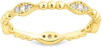 Sterling Forever 14K Over Silver Cz Lydia Ribbed Ring
