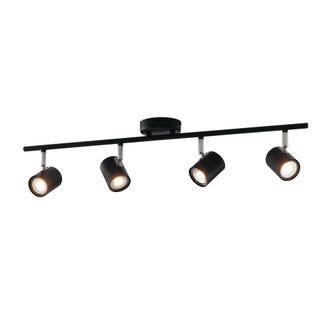 Luce-Ambiente-Design Foco puntal de metal negro con cuatro luces ajustables