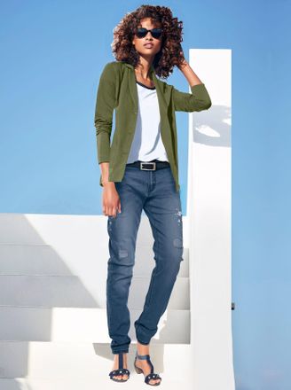 Heine Jerseyblazer HEINE Jersey-Blazer, Damen, Gr. 34, gr&uuml;n (oliv), 100% Baumwolle, Blazer Jerseyblazer