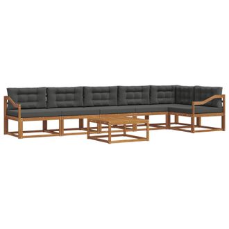 vidaXL Conjunto De Sof&aacute;s De Exterior 7 Pcs Natural Y Antracita Vidaxl