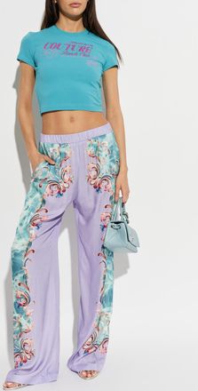 Versace Jeans Couture T-shirt With Glitter Print, Womens, Blue