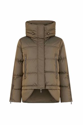 Moorer Mens High Collar Cropped Down Jacket In Gold