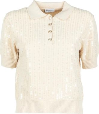 Marella Polotop met pailletten - Beige