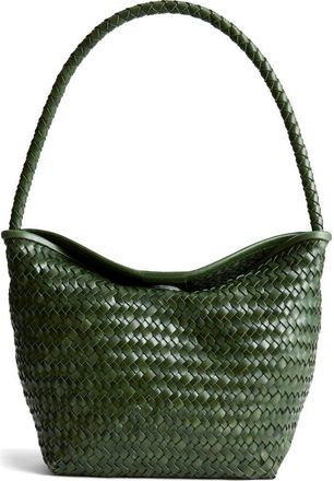 Madewell The Handwoven Leather Shoulder Bag in Golf Green at Nordstrom