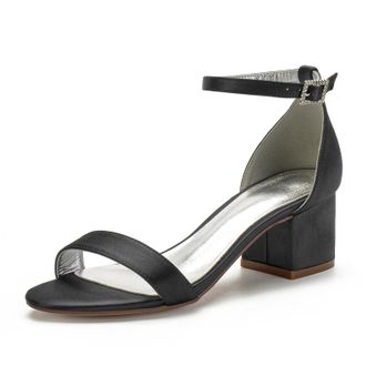 Miyoopark Comfortable Wedding Shoes for Women Block Low Heel Evening Sandals M534 Black UK 6.5