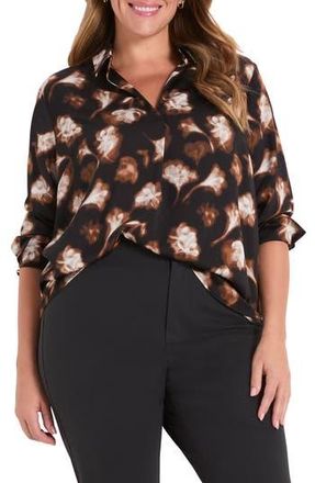 Nic+Zoe Easy Popover Top in Black Multi at Nordstrom Rack, Size 1X