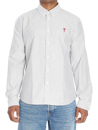 Ami White Striped Regular Shirt
