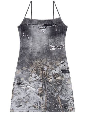 Diesel D-Hoppyn denim-print minidress - Grey