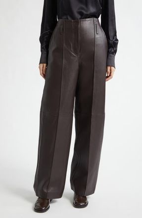 A.L.C. Liam Pintuck Wide Leg Leather Pants in Bordeaux at Nordstrom, Size 00