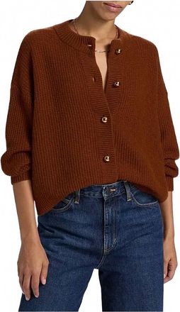 Frame Denim Femme Waffle Knit Cardigan In Rust