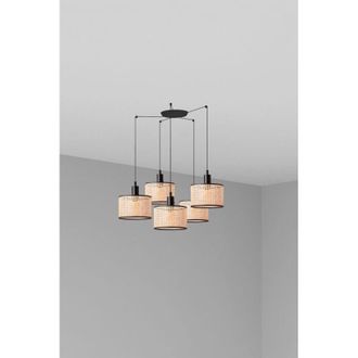 Faro Barcelona Mambo L&aacute;mpara Colgante Negra/rat&aacute;n &Oslash;210 5l 64314-47-5l