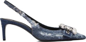 Dolce & Gabbana Blauwe Denim Slingback Pumps - Dames - Pumps - Blauw - 40 EU - Denim - Schoenen