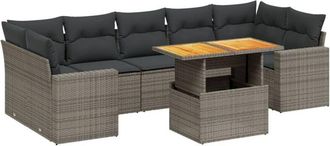 vidaXL Vidaxl - Set De Sof&aacute;s De Jard&iacute;n 8 Pzas Y Cojines Rat&aacute;n Sint&eacute;tico Gris