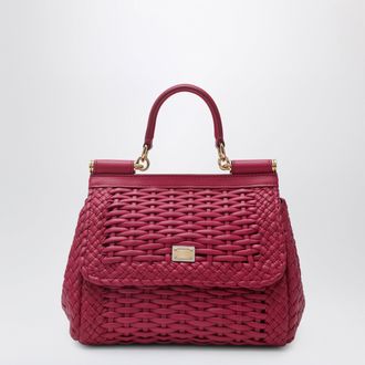 Dolce & Gabbana Small Sicily handbag in woven nappa leather, hibiscus