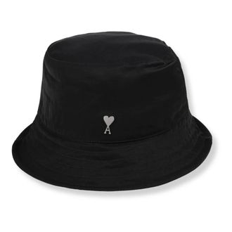 Ami Accessories, male, Black, 56 CM, Nylon Bucket Hat with Visible Stitching