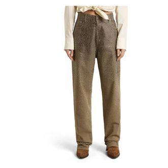 Golden Goose Journey Ws Pant Kim Cotton Denim - female - Golden Goose - Straight Trousers - Green - W27 - Trousers