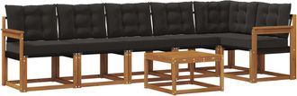 vidaXL Conjunto De Sof&aacute;s De Exterior 7 Uds. Natural Y Negro Vidaxl