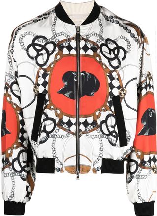 Stefan Cooke graphic-print bomber jacket - men - Cupro - L - White