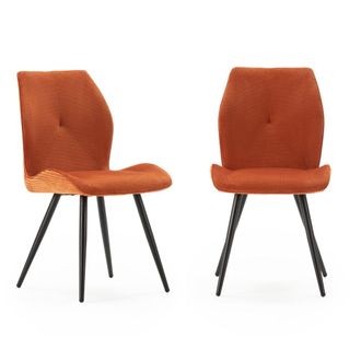 Calicosy Lote de 2 sillas de tela con patas de metal l45 cm - naranja