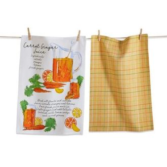 Tag Carrot Ginger Juice Kitchen Towel Set of 2 Cotton Dishtowels in Orange at Nordstrom