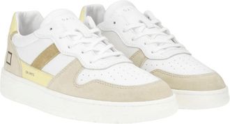 D.A.T.E. Low-Top Sneaker - Sneaker court 2.0 vintage calf bianco-giallo - Gr. 41 (EU) - in Beige - für Damen
