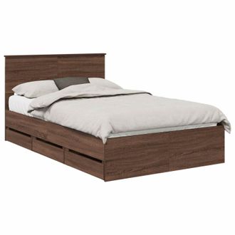 vidaXL Estructura De Cama Roble Marr&oacute;n 120 X 190 Cm Madera Ingenieril Vidaxl