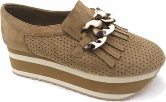 Pierre Dumas Womens Platform Palomas Loafer With Buckle In Taupe