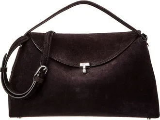 Toteme T-Lock Top Handle Suede Satchel