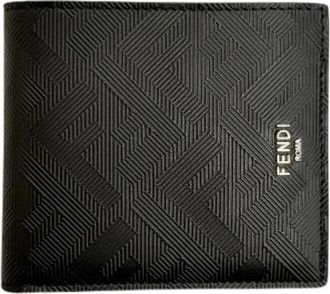 Fendi Pre-owned Shadow Logo Calfskin Portemonnee - Heren - Vintage Accessoires - Zwart - ONE Size - Leer - Vintage